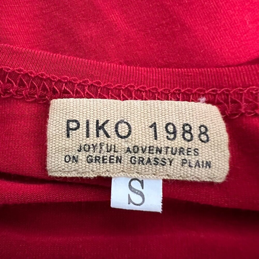 Piko 1988 Women’s Round Neck Long Sleeve Red Oversized Mini Shift Dress Small - Picture 7 of 8
